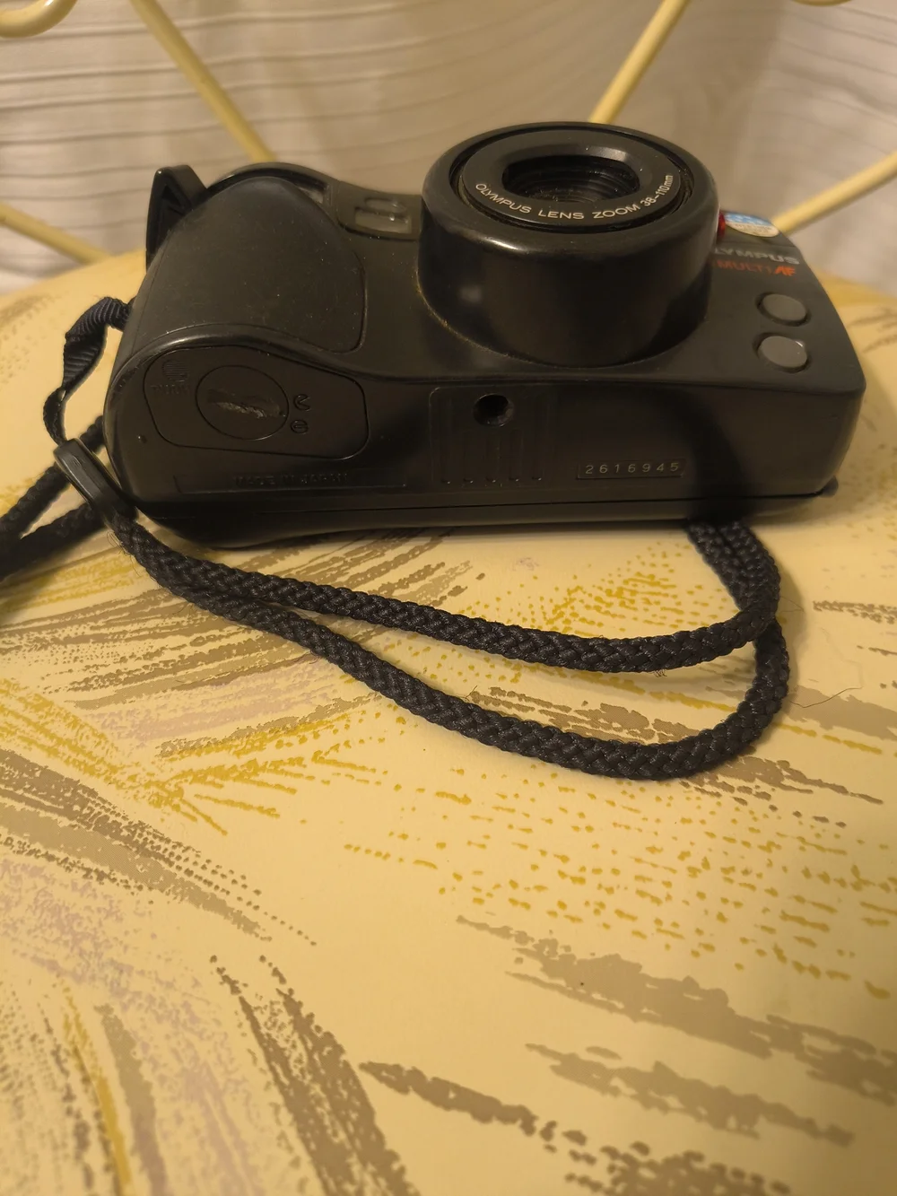 Olympus Black Compact Film Camera with Wrist Strap For Parts Only